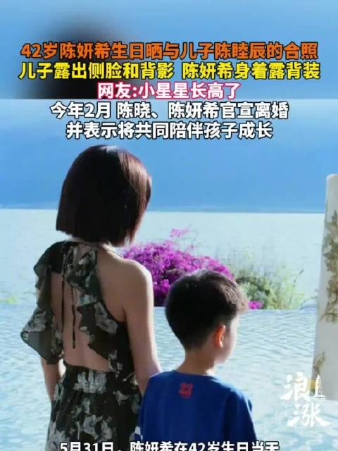 42岁陈妍希生日晒与儿子陈睦辰的合照