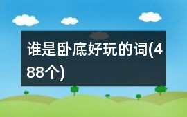 谁是卧底好玩的词(488个)