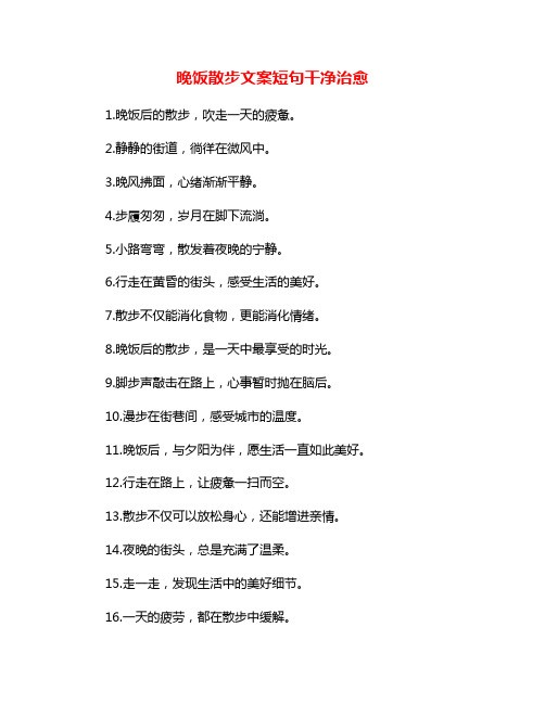 晚饭散步文案短句干净治愈
