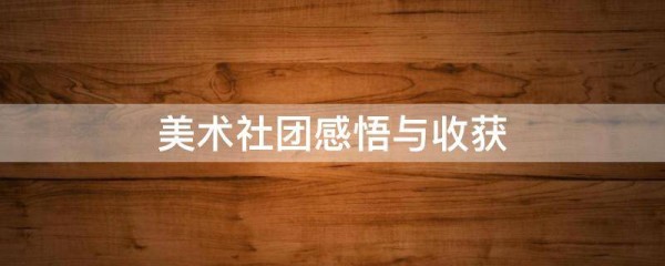 美术社团感悟与收获