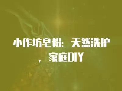 小作坊皂粉：天然洗护，家庭DIY