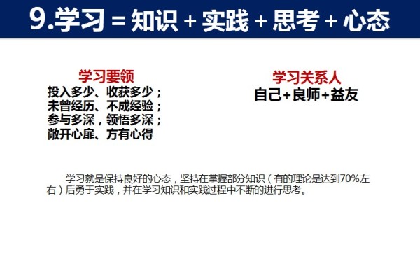 个人管理 － 学习＝知识＋实践＋思考＋心态