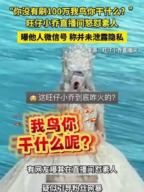 “旺仔小乔直播间怒怼素人：我鸟你干什么呢？”