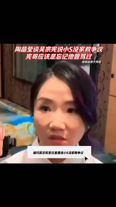 陶晶莹谈吴宗宪说小S没家教争议:宪哥应该是忘记他曾骂过!