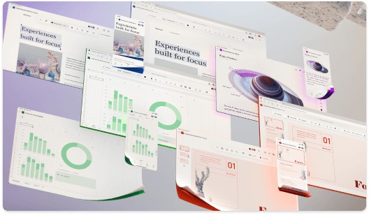 A collection of charts and PowerPoint slides