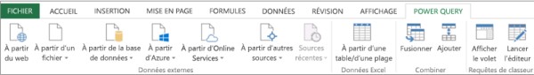 Ruban Power Query Excel 2013