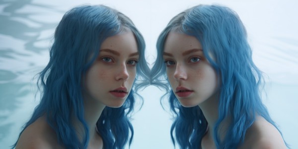 Blue Hair Twin Mirror Related