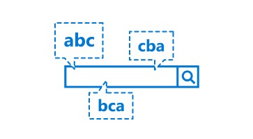An illustration of text searches on website search bar.