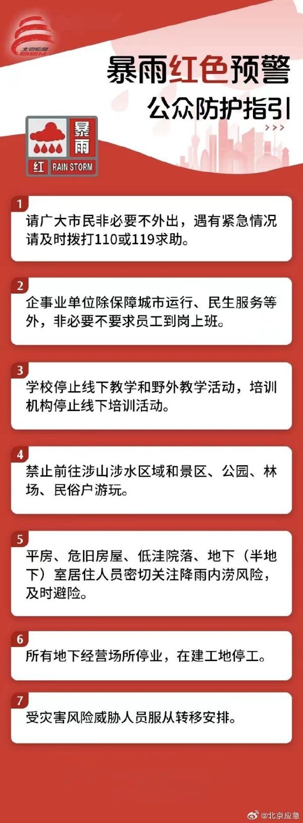 新闻多一度丨北京发布暴雨红警 市民非必要不外出 — 新京报
