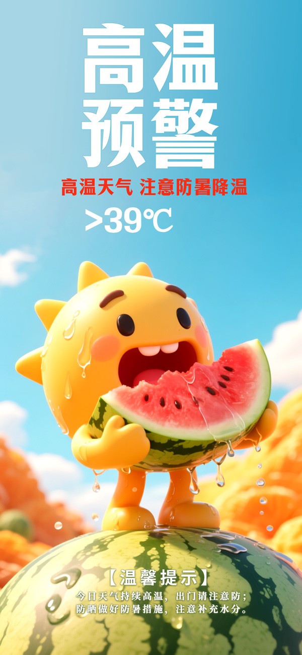 防暑降温提示手机海报