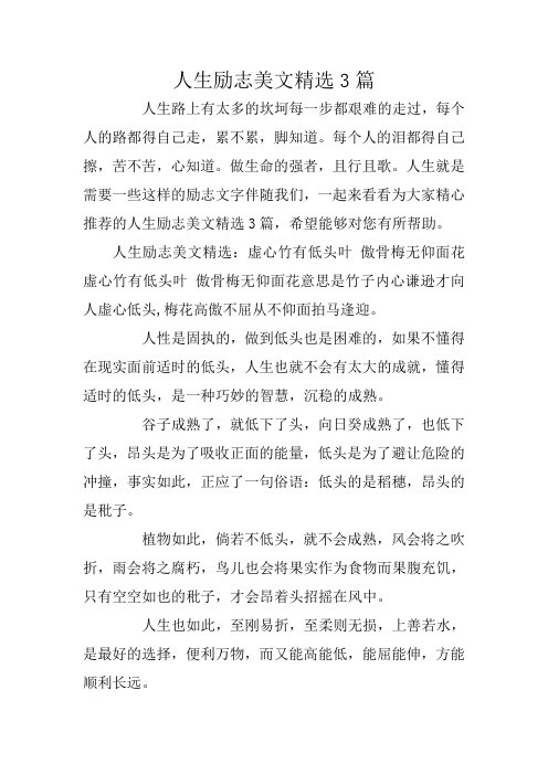 人生励志美文精选3篇