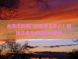 从菏泽到厦门的距离是多少？包括交通方式和旅行建议