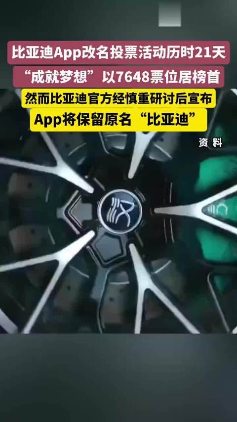 比亚迪App改名投票后决定保留原名