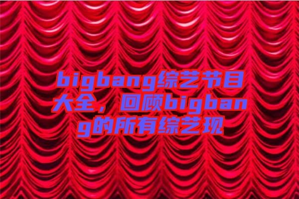 bigbang综艺节目大全，回顾bigbang的所有综艺现