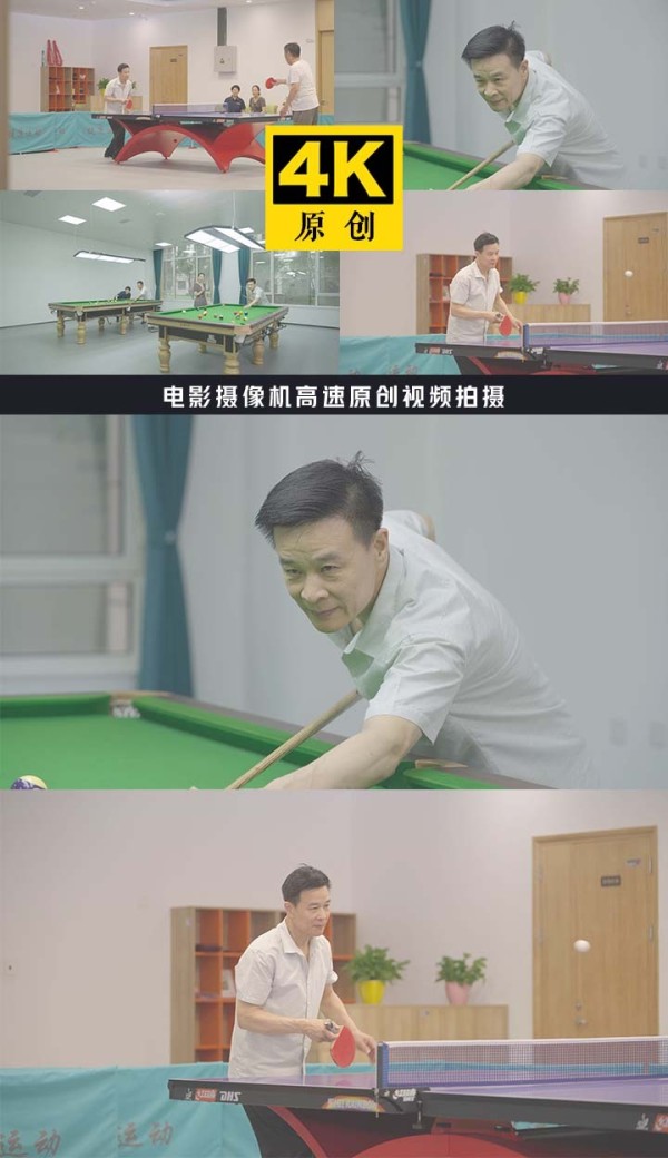 老年活动中心 老年人娱乐 打乒乓球台球