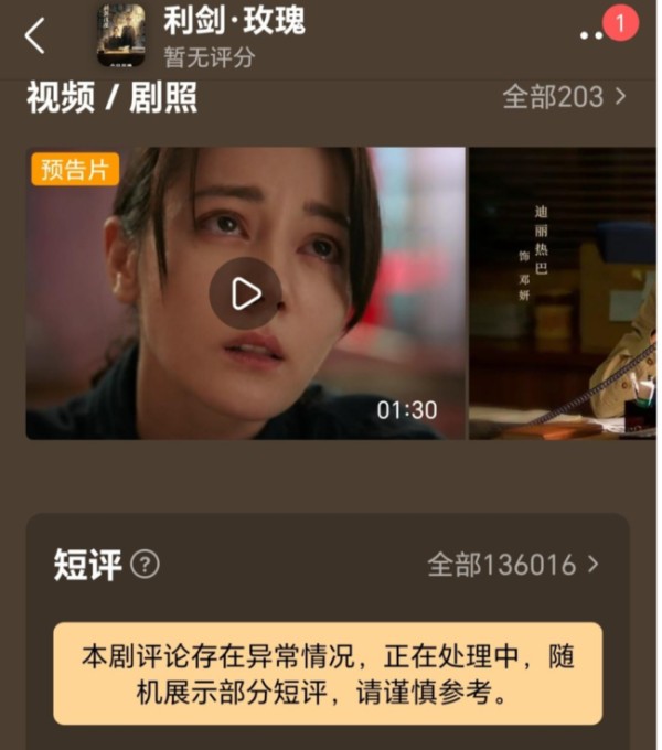 利剑玫瑰豆瓣评论存在异常