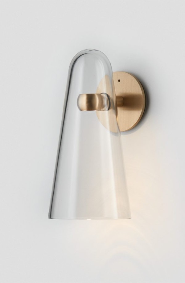 Articolo Studios Luxury Lighting Domi Wall Sconce in Brass and Clear Shade