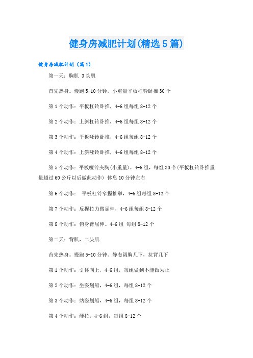 健身房减肥计划(精选5篇)