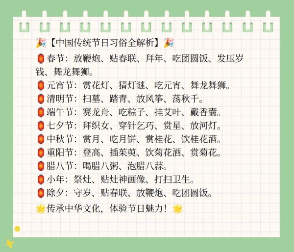 传统节日习俗全解析
