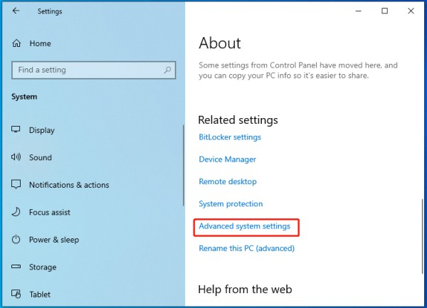 Advanced system settings