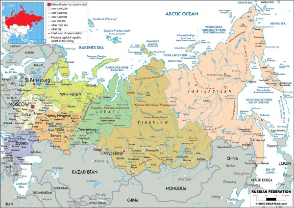 mapa político da Rússia