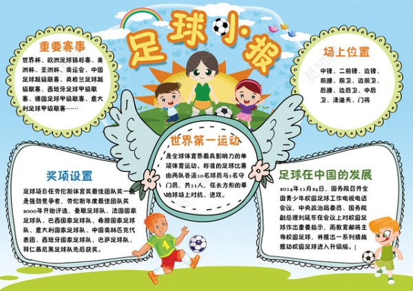 卡通小报边框花边体育运动足球小报手抄报word电子小报