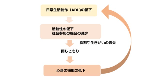 図1:ADL低下による日常<a target=