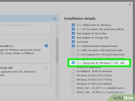Step 6 Click to check the box next to C++ Clang tools for Windows.
