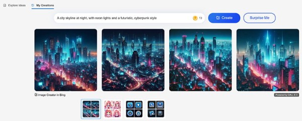 Bing 图像创建器基本提示