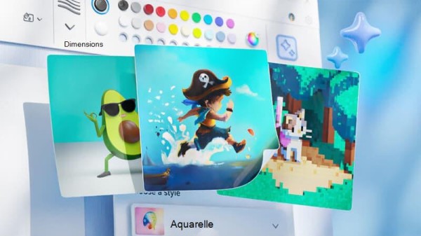 Image créative montrant 3 exemples de ce que vous pouvez créer avec Pain Cocreator. Les images représentent un pirate de dessin animé courant sur l'eau, un demi-avocat dansant avec des lunettes de soleil et un chat Minecraft dans une forêt.