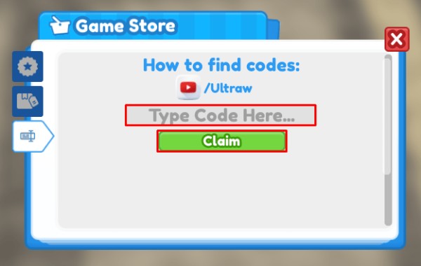 Restaurant Tycoon 2 enter codes box