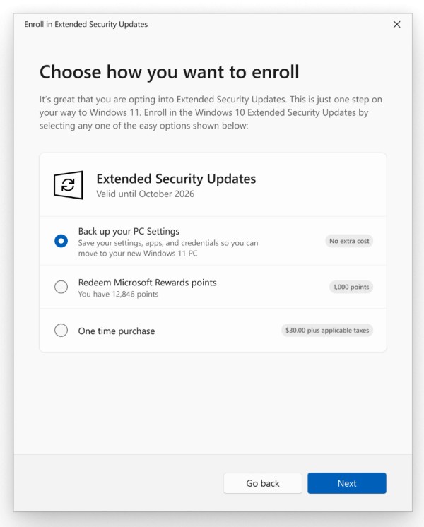 Windows 10 Consumer Extended Security Updates (ESU) program