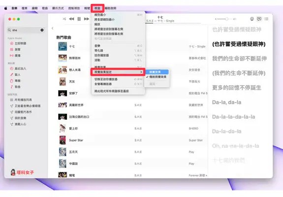 Mac Apple Music 全屏幕播放器可显示好看的专辑封面与动态歌词