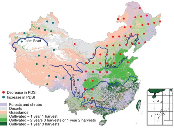 Nature：气候变化对中国水资源和农业的影响