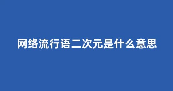 网络流行语二次元是什么意思(网络语言)