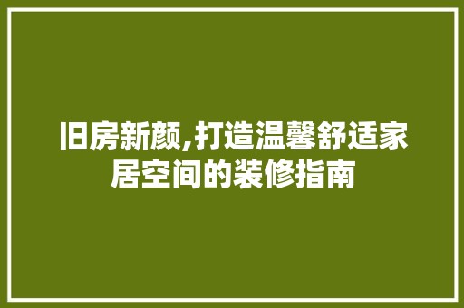 旧房新颜,打造温馨舒适家居空间的装修指南 客厅
