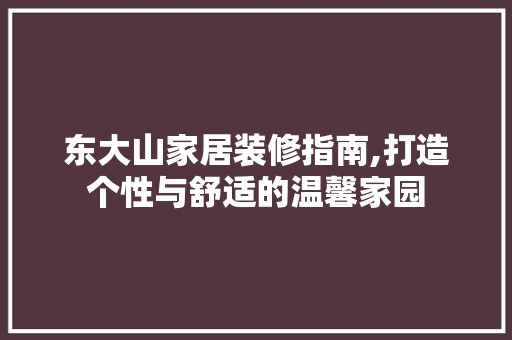 东大山家居装修指南,打造个性与舒适的温馨家园 现代风格装饰