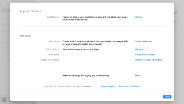 Mac 上的 App Store 显示了“账户设置”中的“预订”