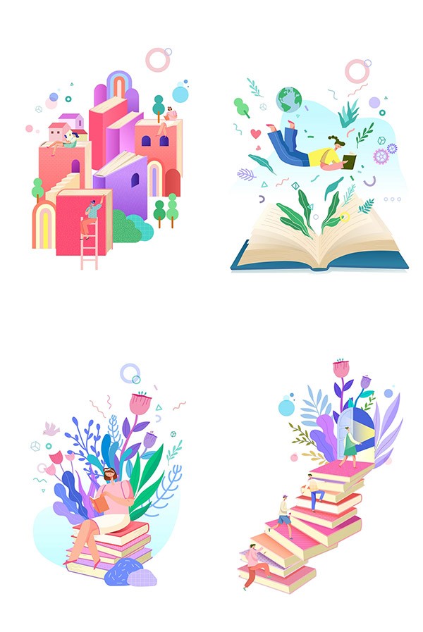 读书学习插画