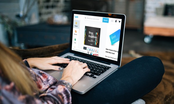 Wish website on laptop