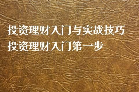 投资理财入门与实战技巧 投资理财入门第一步