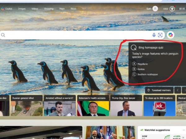 Bing-Homepage-Quiz-question