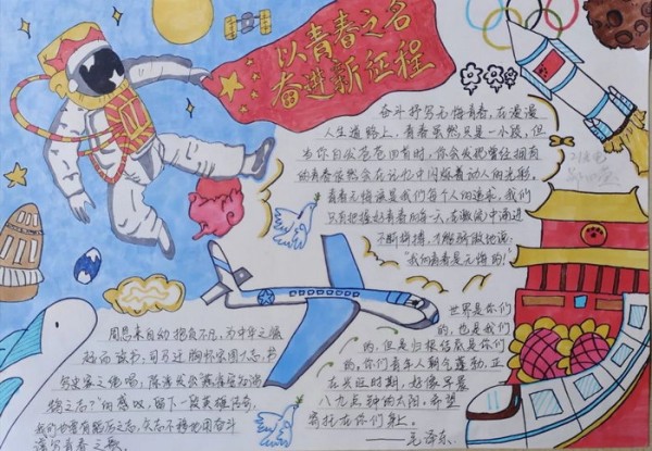 以青春之名奋进新征程手抄报
