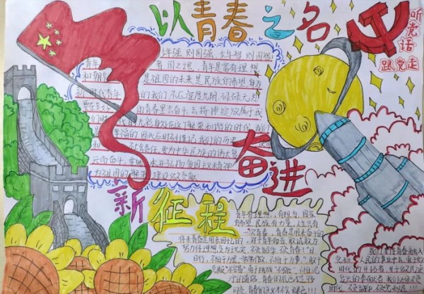 以青春之名奋进新征程手抄报