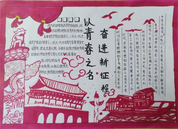 以青春之名奋进新征程手抄报