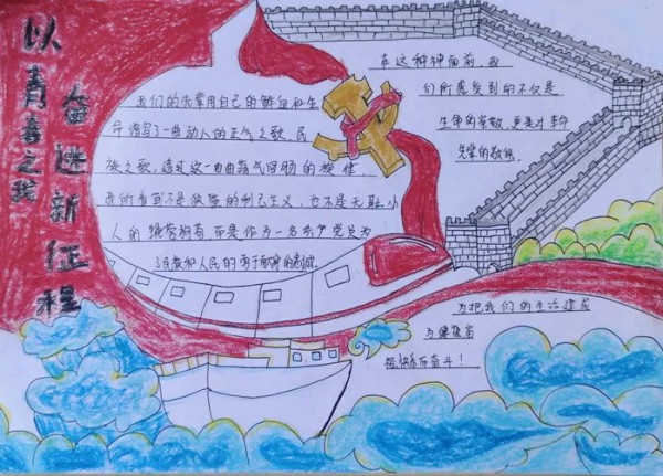以青春之名奋进新征程手抄报