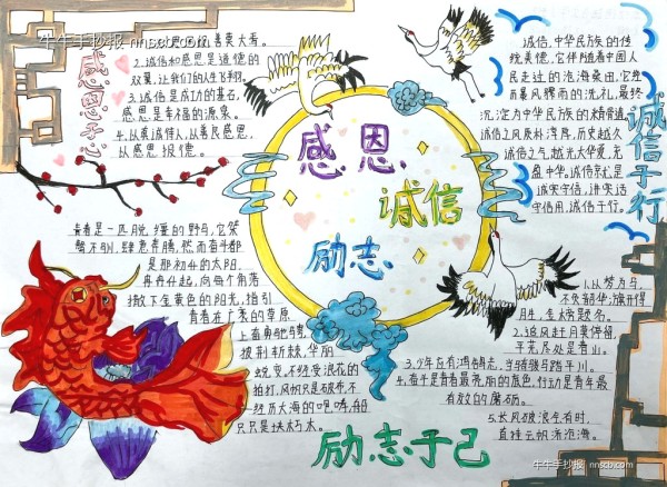 大学生“诚信为本励志坚”主题手抄报获奖作品展10张-第7张