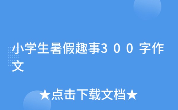 小学生暑假趣事300字作文
