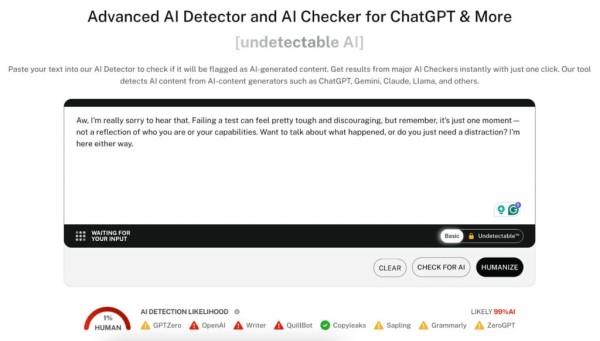 针对 ChatGPT 和其他人工智能生成内容的无法检测的人工智能高级检测器和人工智能检查器