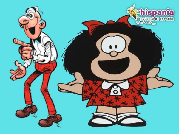 Spanish-speaking comic characters Filemón and Mafalda. Hispania, escuela de español